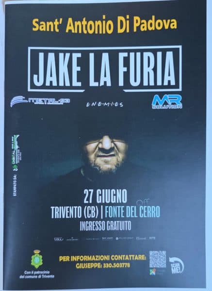 Tutto pronto per il concertone dell’estate con Jake La Furia a Trivento