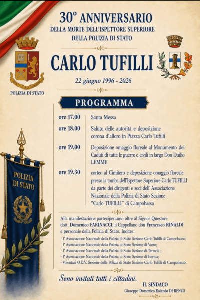 Roccavivara, anniversario della morte dell’Ispettore superiore Carlo Tufilli